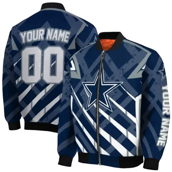 customized dallas cowboys chevron angles blue bomber jacket fashion forward