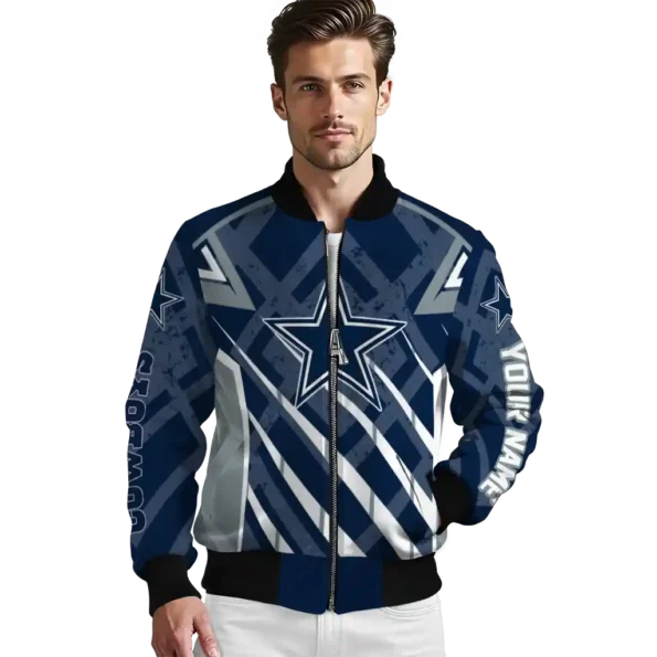 customized dallas cowboys chevron angles blue bomber jacket high quality