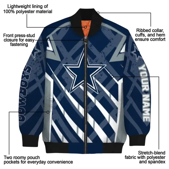 customized dallas cowboys chevron angles blue bomber jacket new arrival