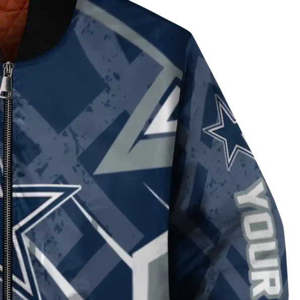 customized dallas cowboys chevron angles blue bomber jacket premium grade