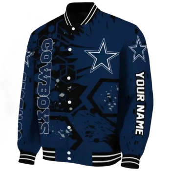 customized dallas cowboys hexagon cluster blue black varsity jacket best selling.webp