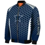 customized dallas cowboys hexagon grid blue bomber jacket best selling