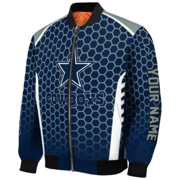 customized dallas cowboys hexagon grid blue bomber jacket best selling