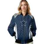 customized dallas cowboys hexagon grid blue bomber jacket best selling