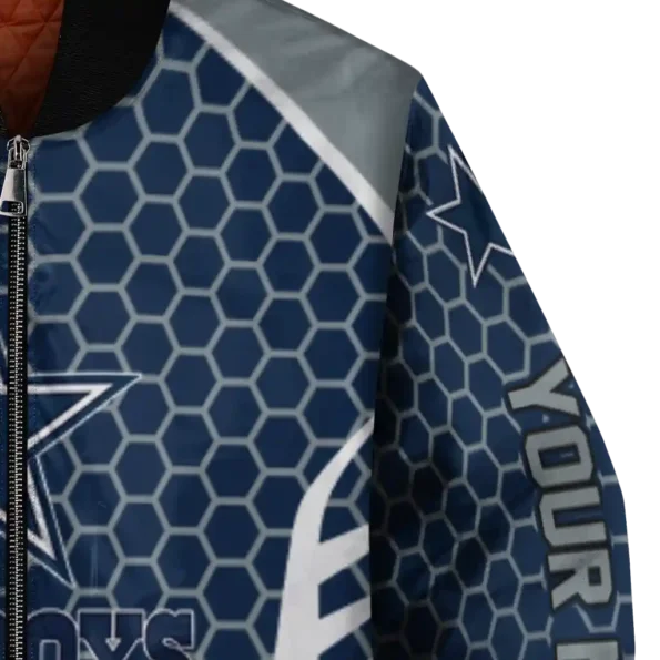 customized dallas cowboys hexagon grid blue bomber jacket premium grade
