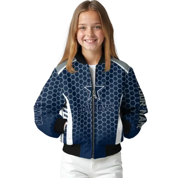 customized dallas cowboys hexagon grid blue bomber jacket top rated