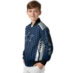 customized dallas cowboys hexagon grid blue bomber jacket best selling
