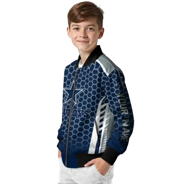 customized dallas cowboys hexagon grid blue bomber jacket trendy