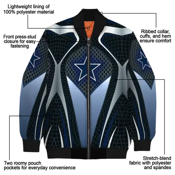 customized dallas cowboys mesh chest grey crocs black bomber jacket new arrival