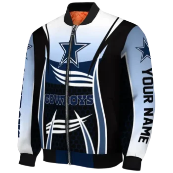 customized dallas cowboys mesh effect blue black bomber jacket best selling