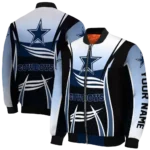 customized dallas cowboys mesh effect blue black bomber jacket best selling