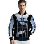 customized dallas cowboys mesh effect blue black bomber jacket best selling