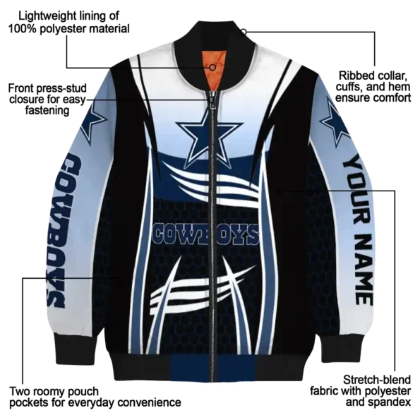 customized dallas cowboys mesh effect blue black bomber jacket new arrival