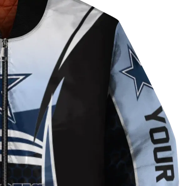 customized dallas cowboys mesh effect blue black bomber jacket premium grade