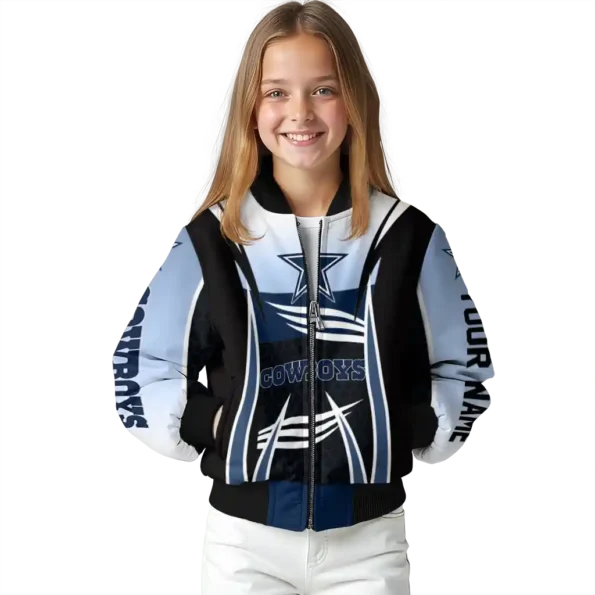 customized dallas cowboys mesh effect blue black bomber jacket top rated