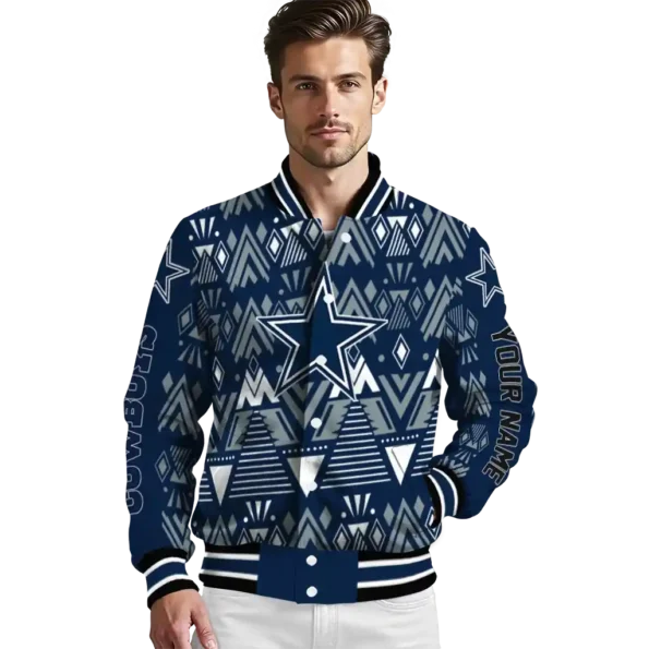 customized dallas cowboys pyramid shapes blue varsity jacket high quality.webp