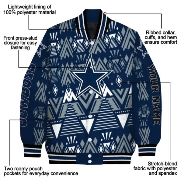 customized dallas cowboys pyramid shapes blue varsity jacket new arrival.webp