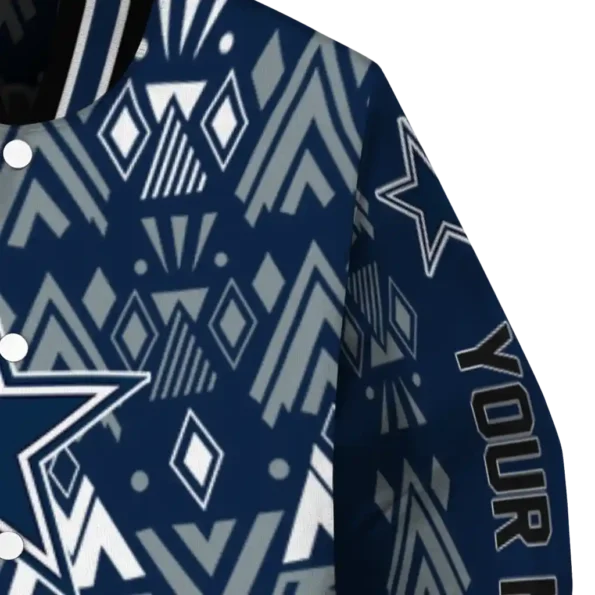 customized dallas cowboys pyramid shapes blue varsity jacket premium grade.webp