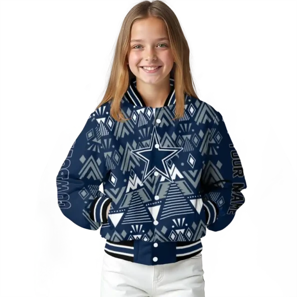 customized dallas cowboys pyramid shapes blue varsity jacket top rated.webp