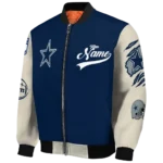 customized dallas cowboys razorback outline blue nude bomber jacket best selling