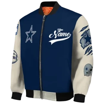 customized dallas cowboys razorback outline blue nude bomber jacket best selling