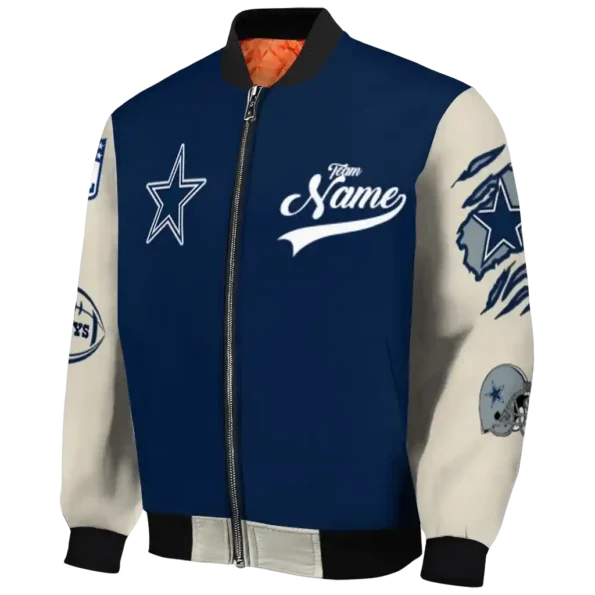 customized dallas cowboys razorback outline blue nude bomber jacket best selling