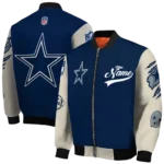 customized dallas cowboys razorback outline blue nude bomber jacket best selling