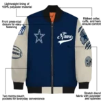 customized dallas cowboys razorback outline blue nude bomber jacket best selling