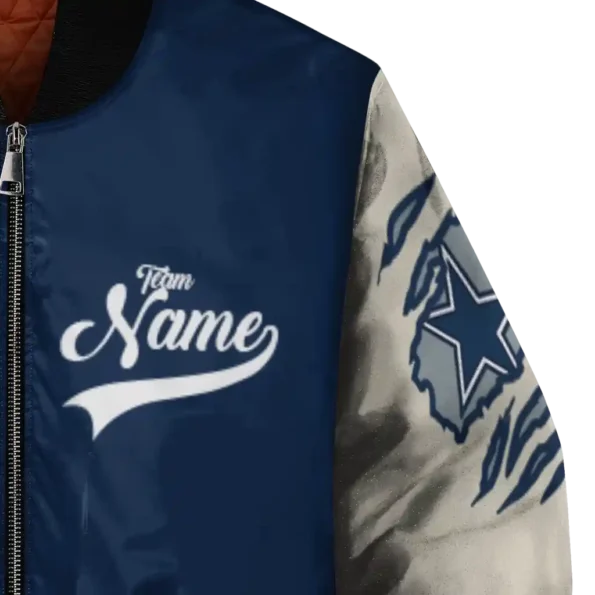 customized dallas cowboys razorback outline blue nude bomber jacket premium grade