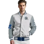 customized dallas cowboys speckled arms blue gray varsity jacket best selling.webp