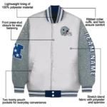 customized dallas cowboys speckled arms blue gray varsity jacket best selling.webp