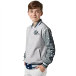 customized dallas cowboys speckled arms blue gray varsity jacket best selling.webp