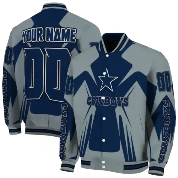 customized dallas cowboys spider mark blue grey crocs varsity jacket fashion forward.webp