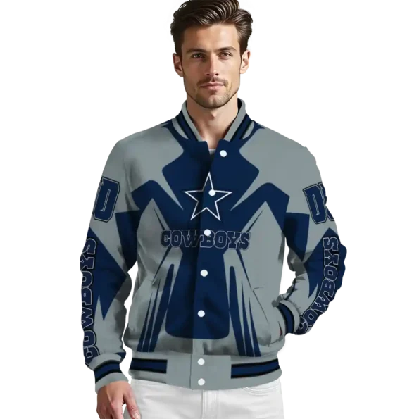 customized dallas cowboys spider mark blue grey crocs varsity jacket high quality.webp