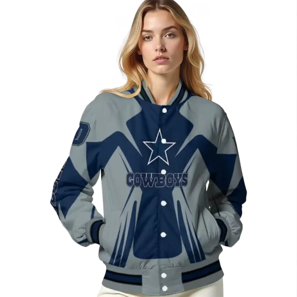customized dallas cowboys spider mark blue grey crocs varsity jacket latest model.webp