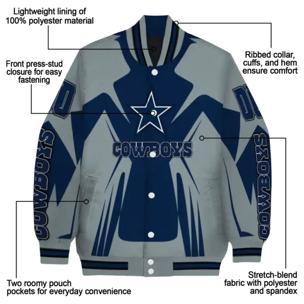 customized dallas cowboys spider mark blue grey crocs varsity jacket new arrival.webp