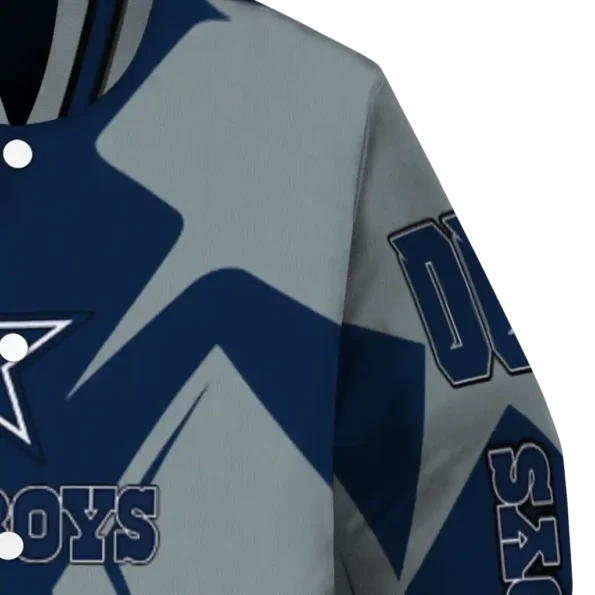 customized dallas cowboys spider mark blue grey crocs varsity jacket premium grade.webp