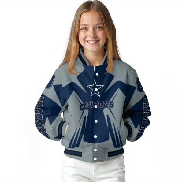 customized dallas cowboys spider mark blue grey crocs varsity jacket top rated.webp