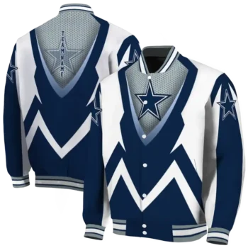 customized dallas cowboys v stripes blue white varsity jacket fashion forward.webp