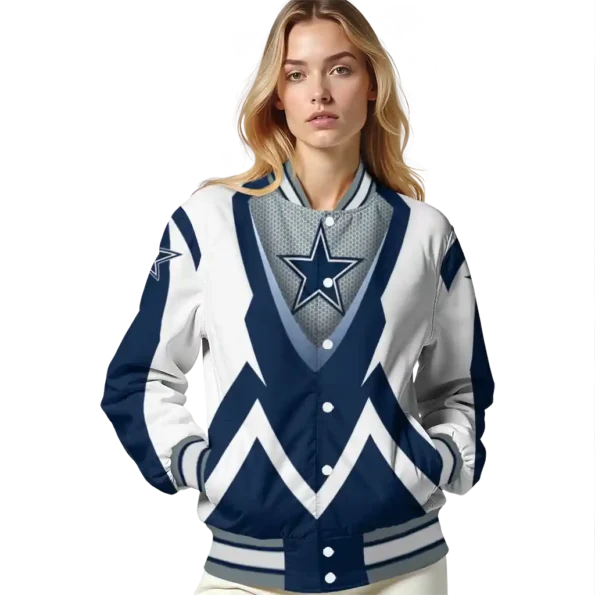 customized dallas cowboys v stripes blue white varsity jacket latest model.webp