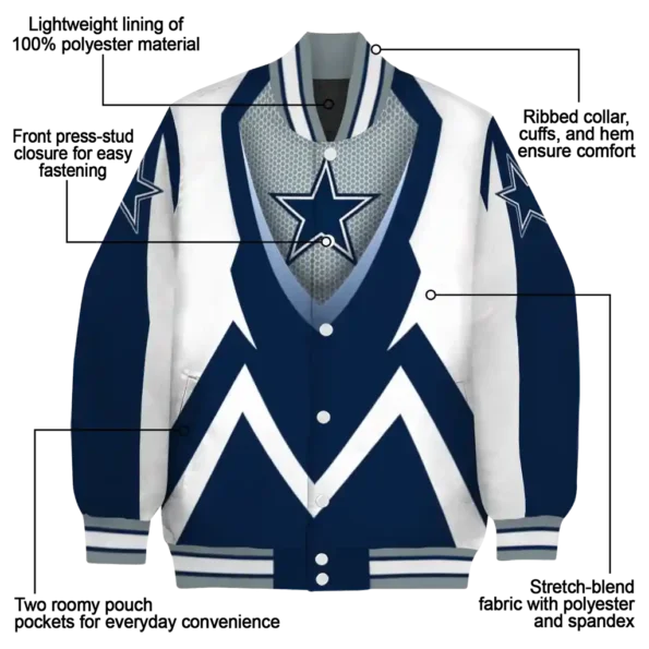 customized dallas cowboys v stripes blue white varsity jacket new arrival.webp