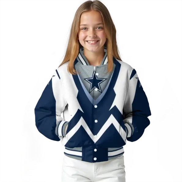 customized dallas cowboys v stripes blue white varsity jacket top rated.webp