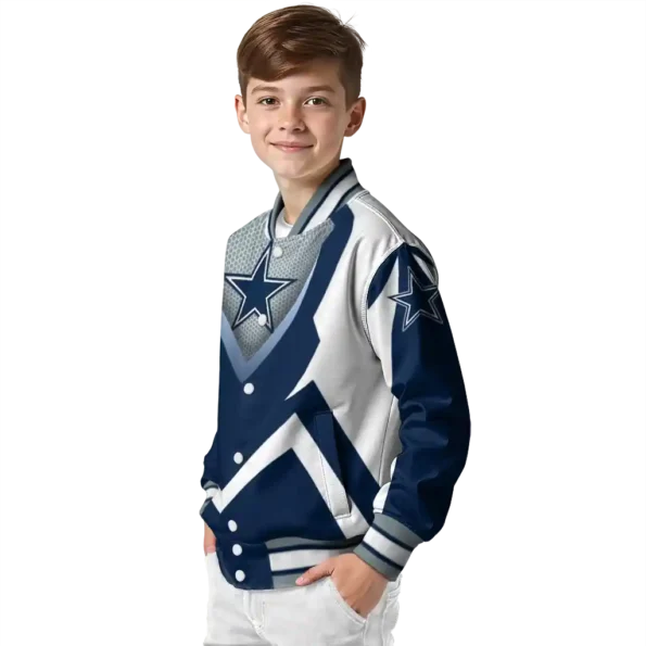 customized dallas cowboys v stripes blue white varsity jacket trendy.webp