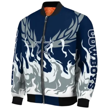 customized dallas cowboys winged blaze blue white bomber jacket best selling
