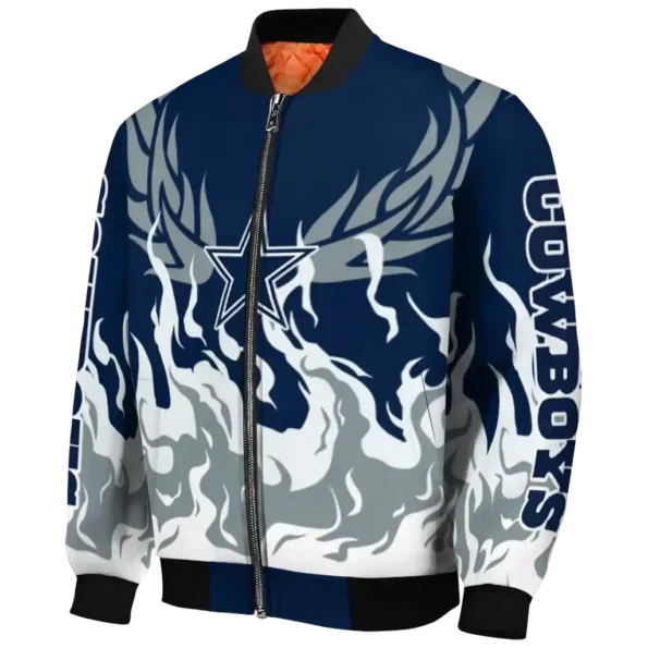 customized dallas cowboys winged blaze blue white bomber jacket best selling