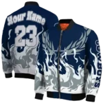 customized dallas cowboys winged blaze blue white bomber jacket best selling