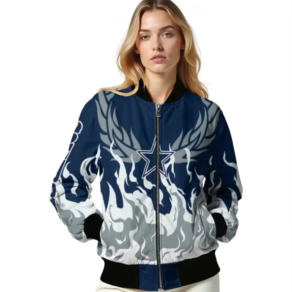 customized dallas cowboys winged blaze blue white bomber jacket latest model