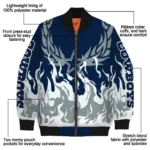 customized dallas cowboys winged blaze blue white bomber jacket best selling