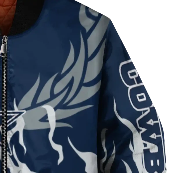 customized dallas cowboys winged blaze blue white bomber jacket premium grade