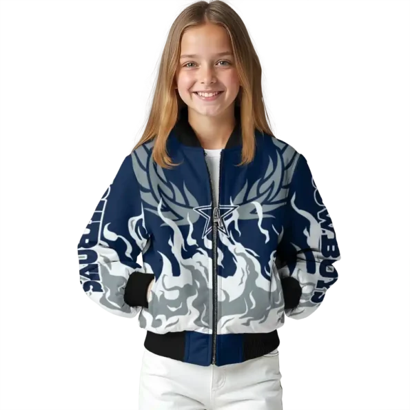customized dallas cowboys winged blaze blue white bomber jacket top rated